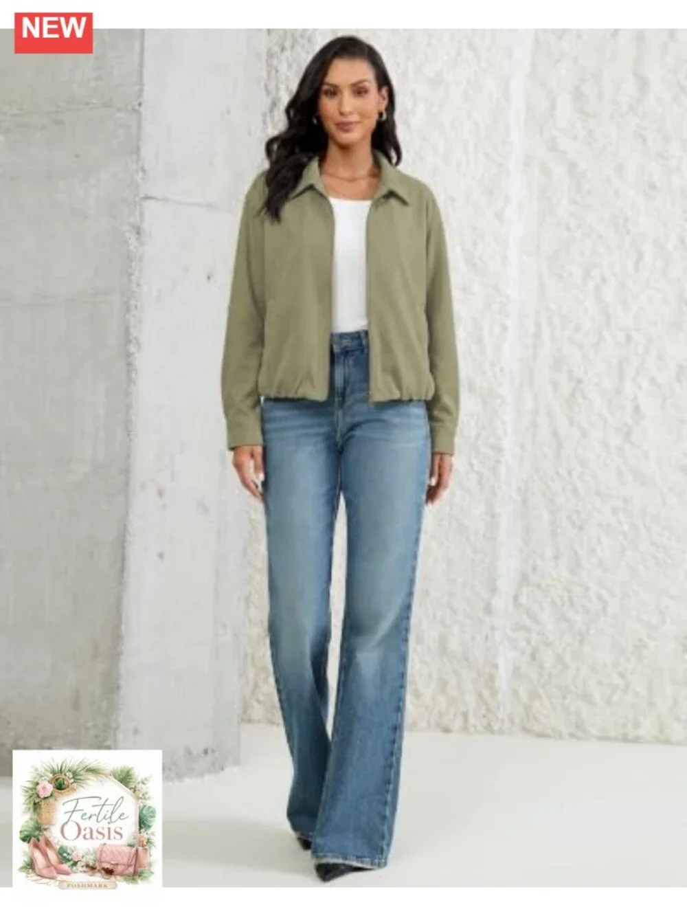 Faux Suede Cropped Jacket Women's Zip Up Oversized Fall Coat